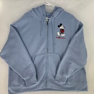 Walt Disney World Blue Mickey Mouse Full Zip Hoodie Adult XXL